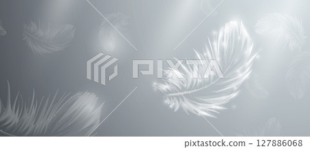 Abstract white bird feathers falling in the air. Low polygonal, wireframe, linear and mesh. Vector illustration Abstract white bird feathers falling in the air. Low polygonal, wireframe, linear and mesh. Vector illustration 127886068
