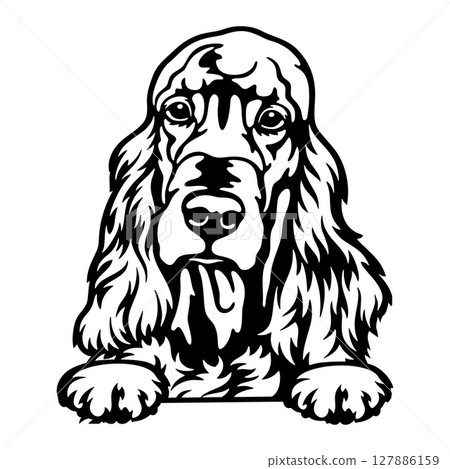 Cocker Spaniel Dog - Peeking Dog Breed - Pet Dog Vector Portrait, Dog Silhouette Stencil Cocker Spaniel Dog - Peeking Dog Breed - Pet Dog Vector Portrait, Dog Silhouette Stencil 127886159