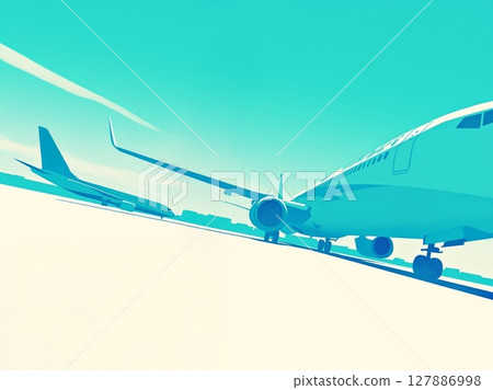 Airplane airport illustration vacation travel stylish Airplane airport illustration vacation travel stylish 127886998