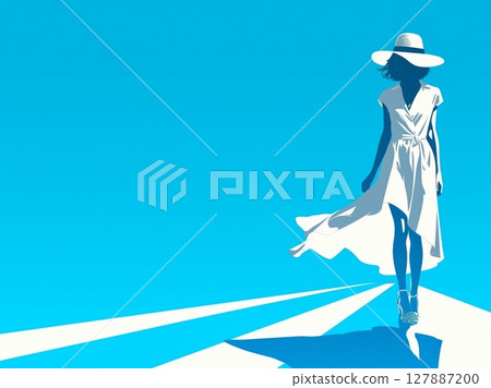 Summer silhouette stylish material illustration 127887200