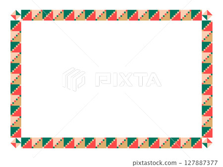 Festive border with geometric Christmas pattern 127887377