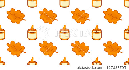 Seamless Autumn Candle Leaf Pattern 127887705