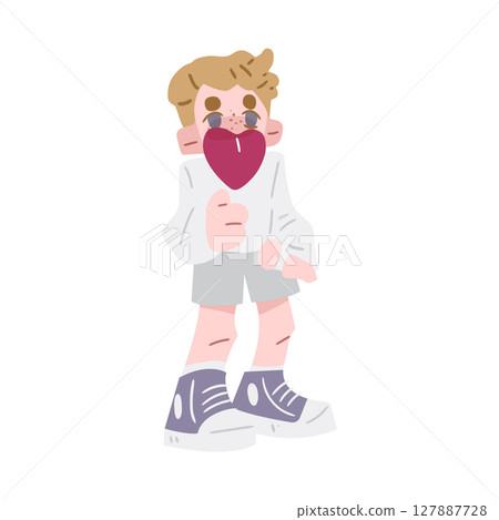 Cartoon Boy With Lollipop 127887728