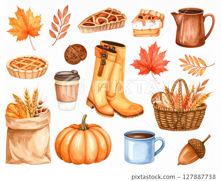 秋季AI水彩圖標 127887738