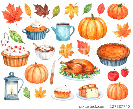 Autumn AI watercolor icon 127887740