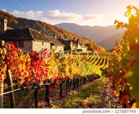 Autumn Vineyard AI Generation Background 127887748