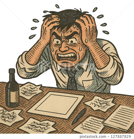 商人受完美主義的困擾，急於趕工期，工作壓力讓他們憂心忡忡 127887829