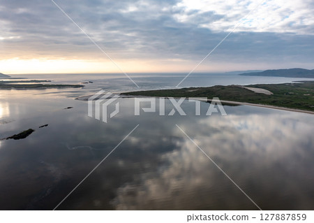 Aerial of Dooey beach and Gweebarra bay by Lettermacaward, County Donegal, Ireland Aerial of Dooey beach and Gweebarra bay by Lettermacaward, County Donegal, Ireland 127887859
