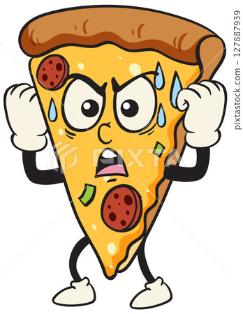Animated Pizza Slice with Expressive Face 127887939