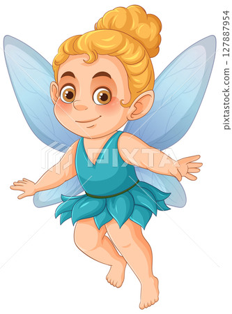 Charming Fairy with Blue Wings Illustration Charming Fairy with Blue Wings Illustration 127887954
