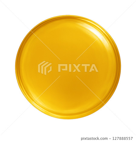 Shiny yellow circular object, yellow round shape painted in glass style, glossy three-dimensional yellow circle 127888557