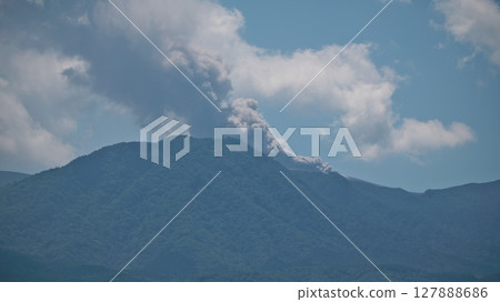 Smoke from Shinmoedake in the Kirishima mountain range, which straddles Miyazaki and Kagoshima prefectures Smoke from Shinmoedake in the Kirishima mountain range, which straddles Miyazaki and Kagoshima prefectures 127888686
