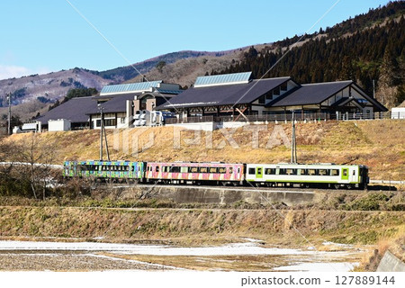 The Kamaishi Line as seen from the rice paddies near the roadside station Tono Kaze no Oka The Kamaishi Line as seen from the rice paddies near the roadside station Tono Kaze no Oka 127889144