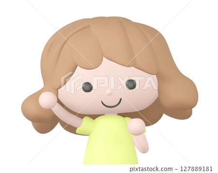 3D illustration of a girl cheering 3D illustration of a girl cheering 127889181