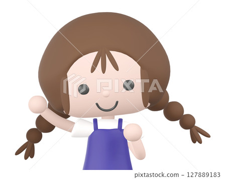 3D illustration of a girl cheering 3D illustration of a girl cheering 127889183