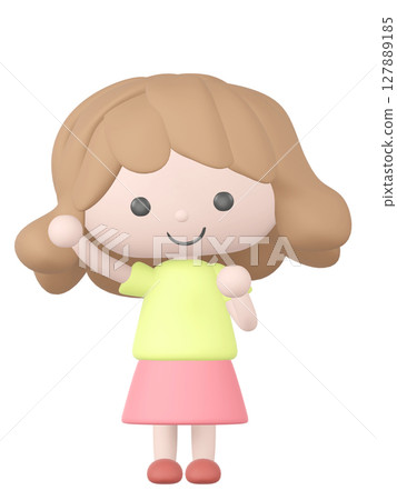 3D illustration of a girl cheering 3D illustration of a girl cheering 127889185