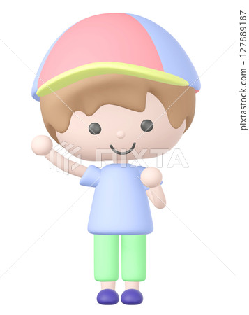 男孩歡呼的 3D 插圖 127889187
