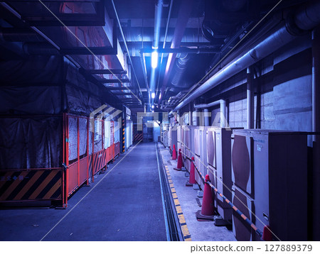 Scenery of a construction site in a back alley Scenery of a construction site in a back alley 127889379