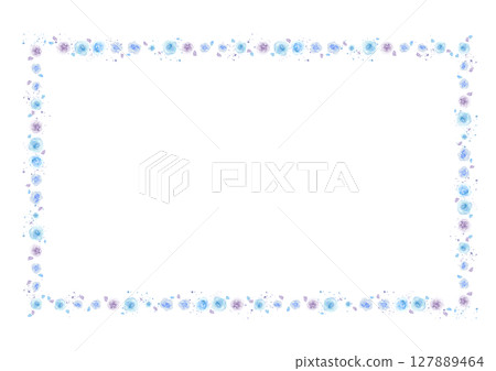 水彩藍玫瑰與花瓣邊框 水彩藍玫瑰與花瓣邊框 127889464