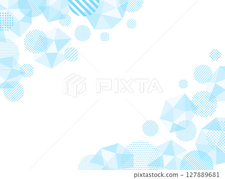 淺藍色多邊形和點和條紋圖案圓對角線框架 127889681