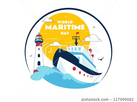 World Maritime Day Vector Illustration with Sea and Ship for Shipping Safety, Security, and Marine Environment in a Nautical Flat Background World Maritime Day Vector Illustration with Sea and Ship for Shipping Safety, Security, and Marine Environment in a Nautical Flat Background 127890082
