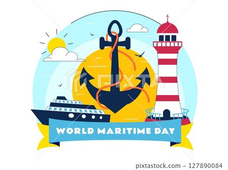 World Maritime Day Vector Illustration with Sea and Ship for Shipping Safety, Security, and Marine Environment in a Nautical Flat Background World Maritime Day Vector Illustration with Sea and Ship for Shipping Safety, Security, and Marine Environment in a Nautical Flat Background 127890084