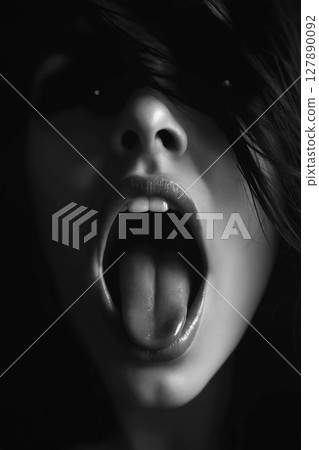 Open mouth young woman 127890092