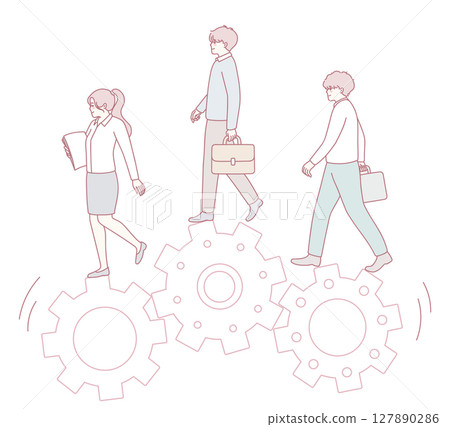 Enhancing Team Collaboration Through Effective Gears Illustration and Creative Processes 127890286