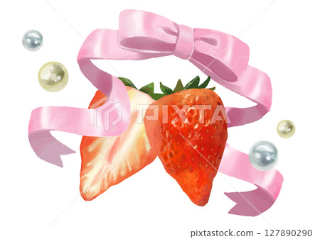 可愛的草莓插畫蘿莉圖案 127890290