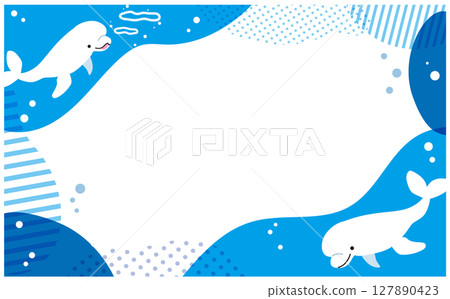 Beluga whale ocean illustration frame material 127890423