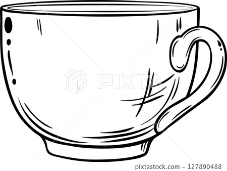 Cup of Tea Outline Illustration Cup of Tea Outline Illustration 127890488