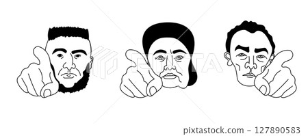 Three people pointing their finger at you 127890583