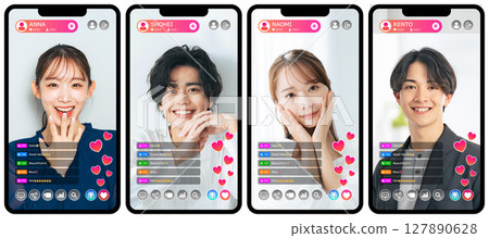 直播智慧型手機應用程式螢幕介面 127890628