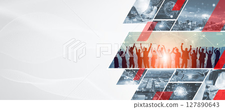 Collage of various technology images Horizontal visuals for banners and advertisements 127890643