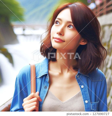 A young woman who enjoys traveling A young woman who enjoys traveling 127890727