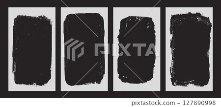 Photo grunge frames stories set template. Ink paint edges punk border for social media poster. Retro textured overlays. Rectangular white old cadre on black background. Vector design illustration Photo grunge frames stories set template. Ink paint edges punk border for social media poster. Retro textured overlays. Rectangular white old cadre on black background. Vector design illustration 127890998