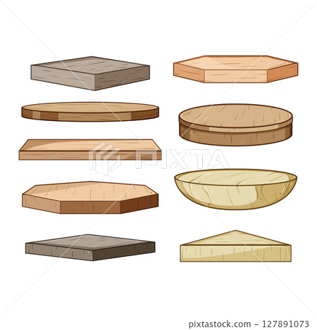 wood platform set cartoon vector illustration 127891073