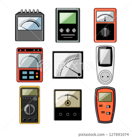 watt meter set cartoon vector illustration 127891074