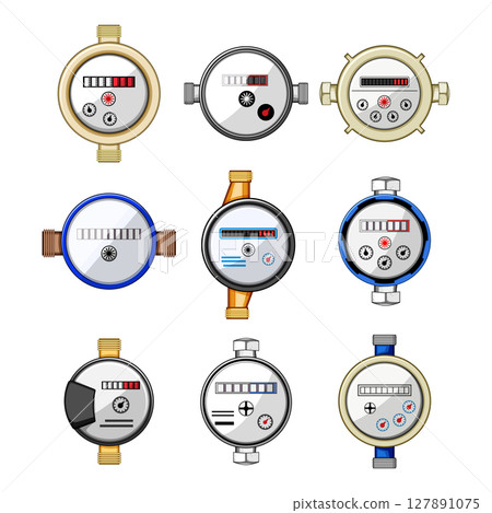 water meter set cartoon vector illustration water meter set cartoon vector illustration 127891075