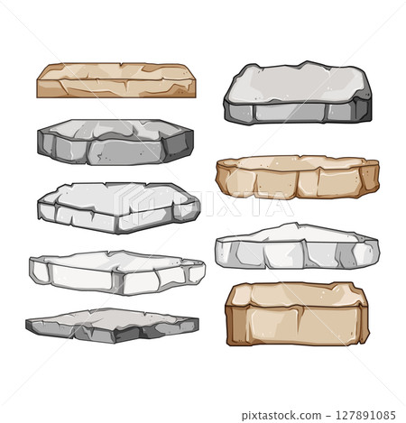stone platform set cartoon vector illustration 127891085