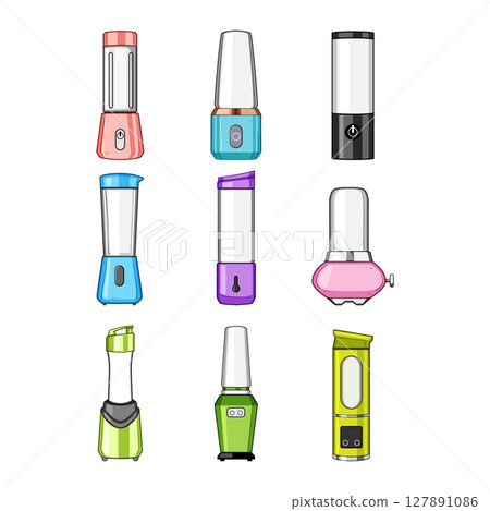 smoothie blender set cartoon vector illustration 127891086