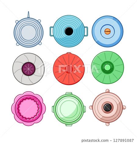 silicone food cover set cartoon vector illustration silicone food cover set cartoon vector illustration 127891087