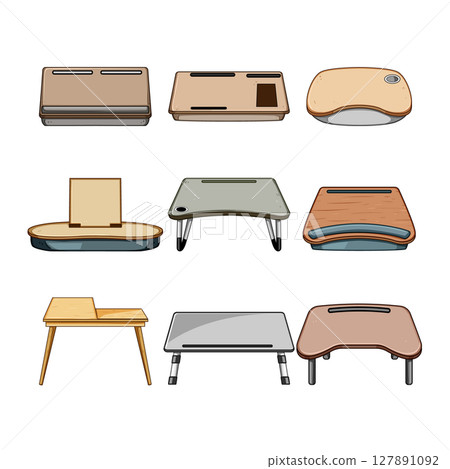 portable lap desk set cartoon vector illustration 127891092