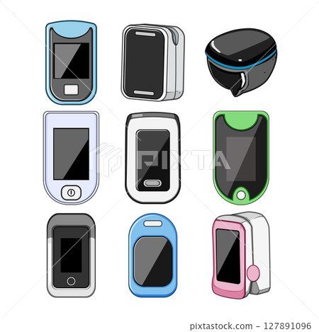 oxygen fingertip monitor set cartoon vector illustration oxygen fingertip monitor set cartoon vector illustration 127891096