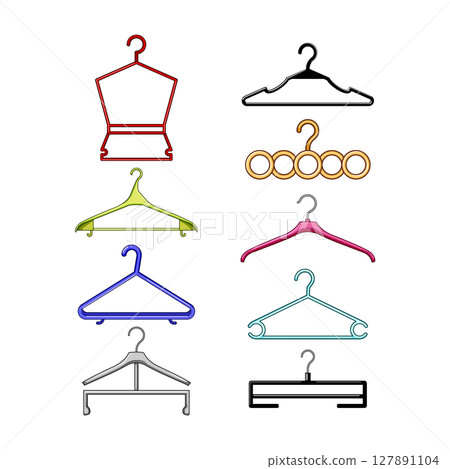 hanger plastic set cartoon vector illustration 127891104