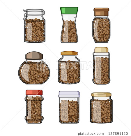coffee jar set cartoon vector illustration coffee jar set cartoon vector illustration 127891120