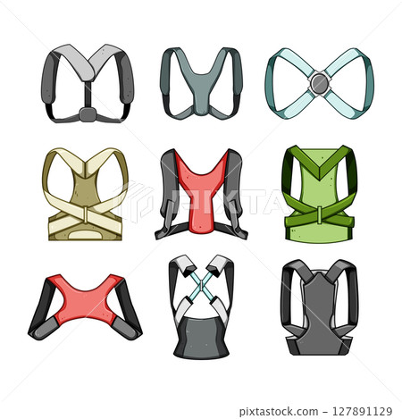 back posture corrector set cartoon vector illustration 127891129