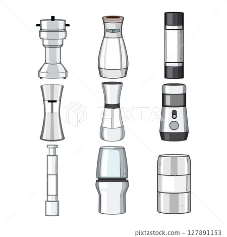 spice grinder set cartoon vector illustration 127891153