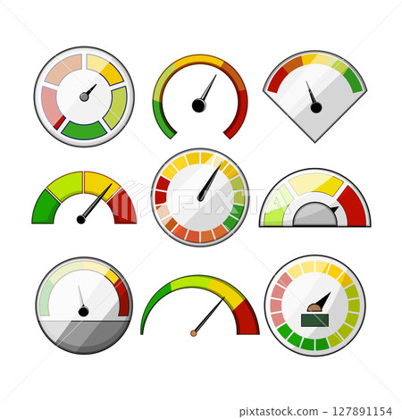 speedometer set cartoon vector illustration 127891154