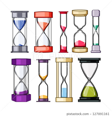 sand timer kids set cartoon vector illustration 127891161